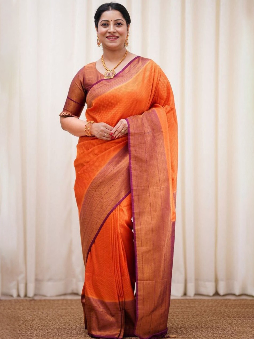 

Areca Designer Woven Design Zari Pure Silk Banarasi Saree, Purple