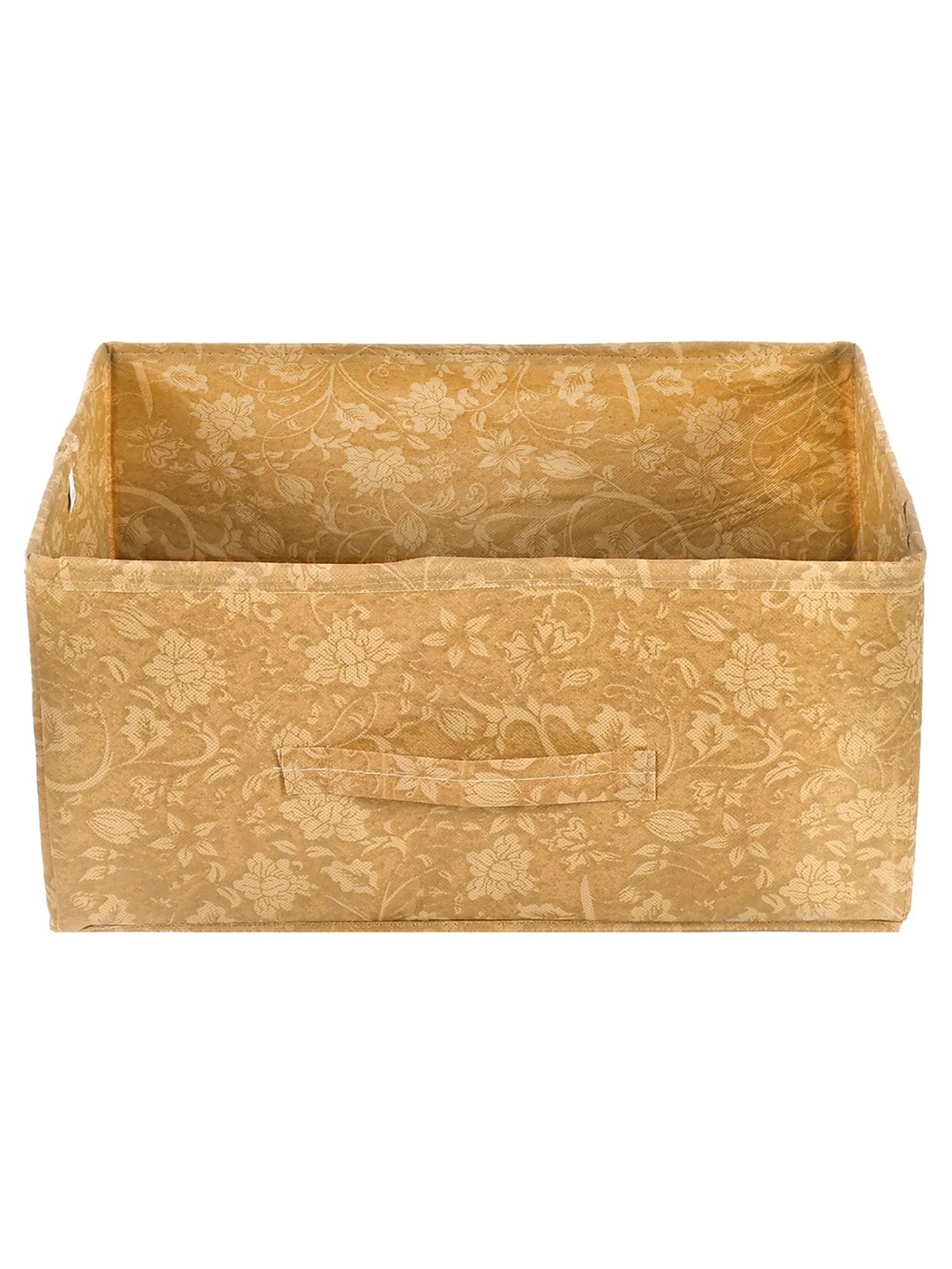 

Kuber Industries Beige Floral Printed Foldable Storage Box