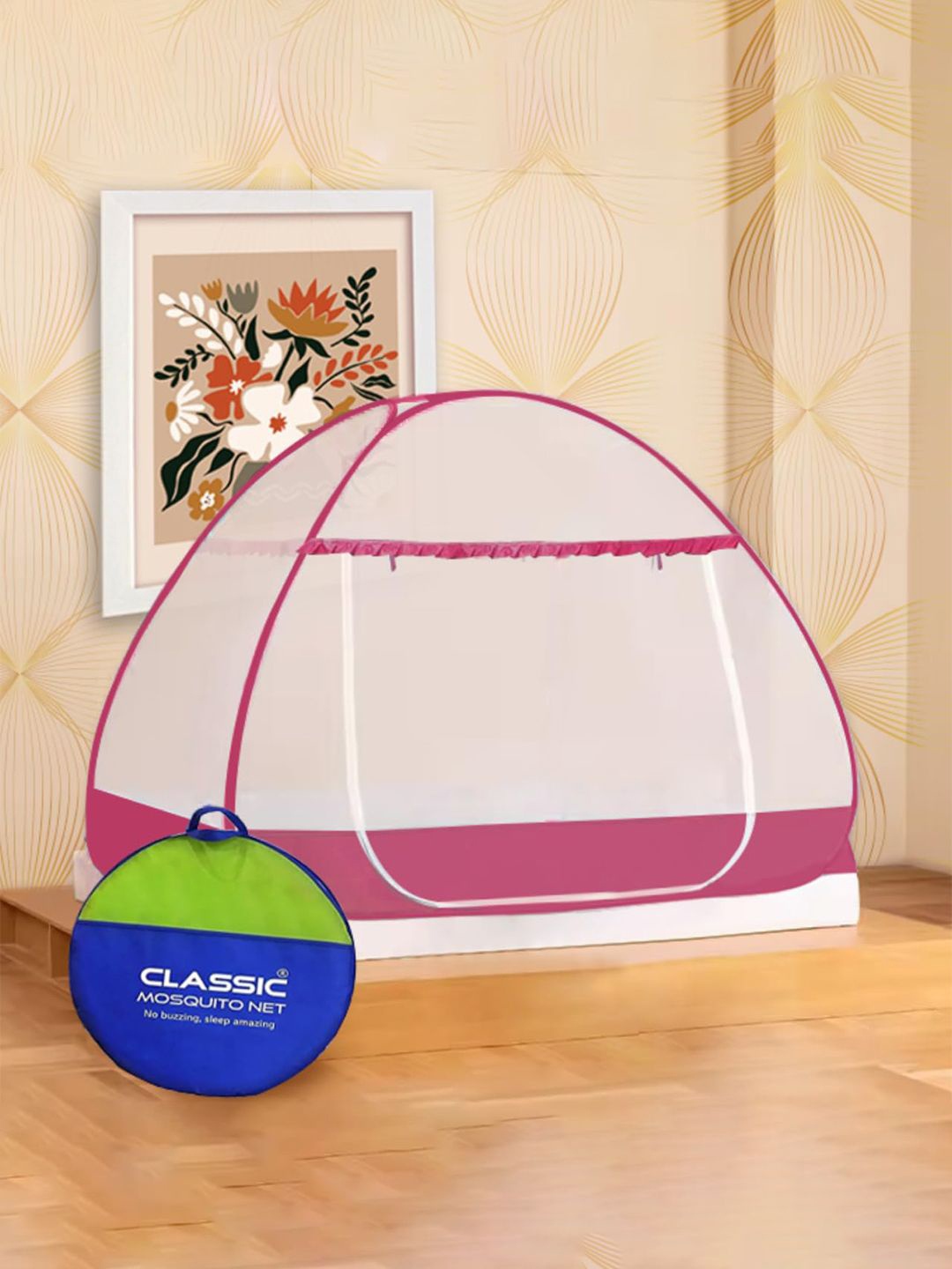 

Classic Mosquito Net Premium Pink & White Tent Size Foldable Mosquito Net