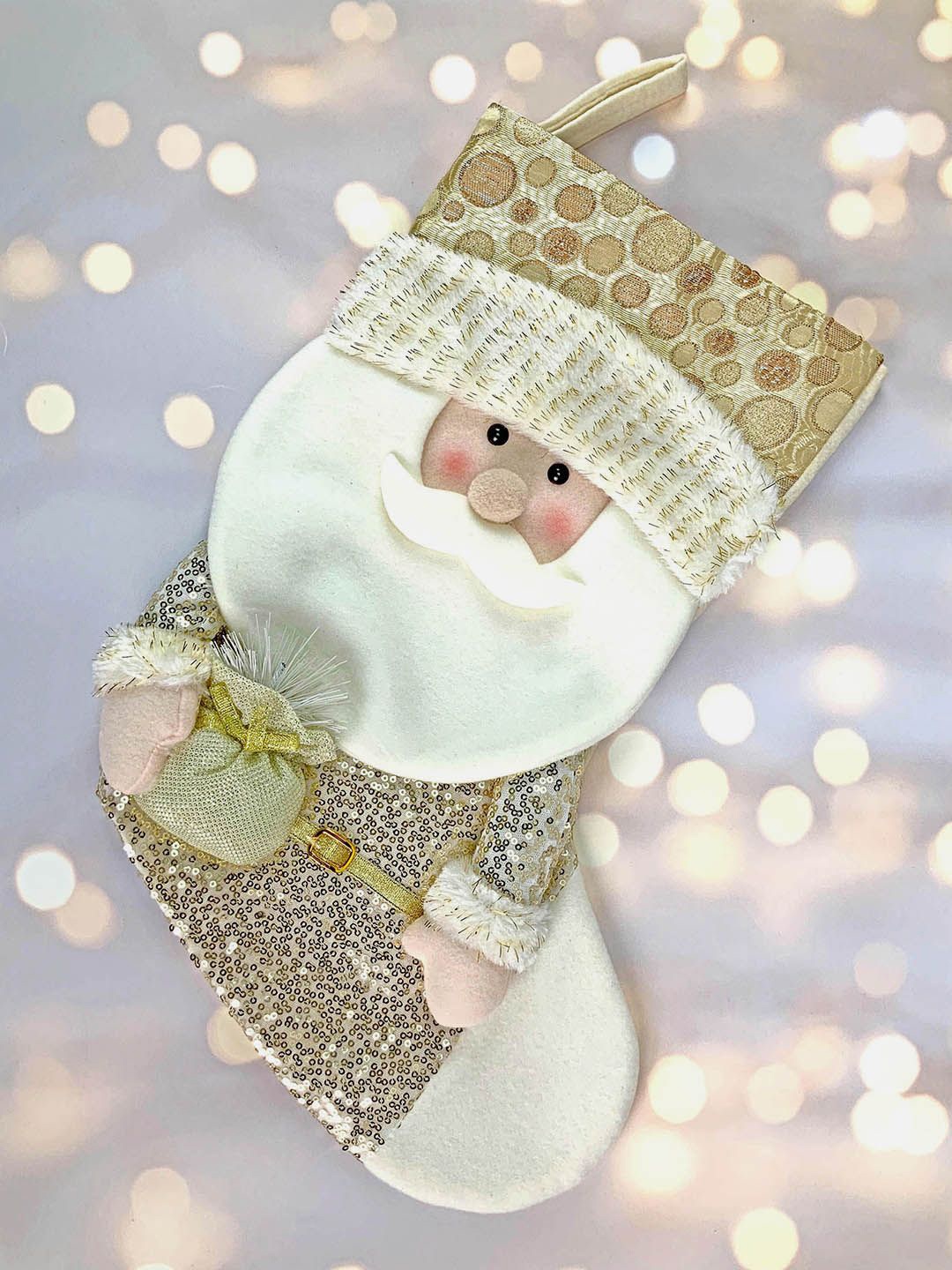 

Little Surprise Box LLP Kids Gold Santa Christmas Decor, White