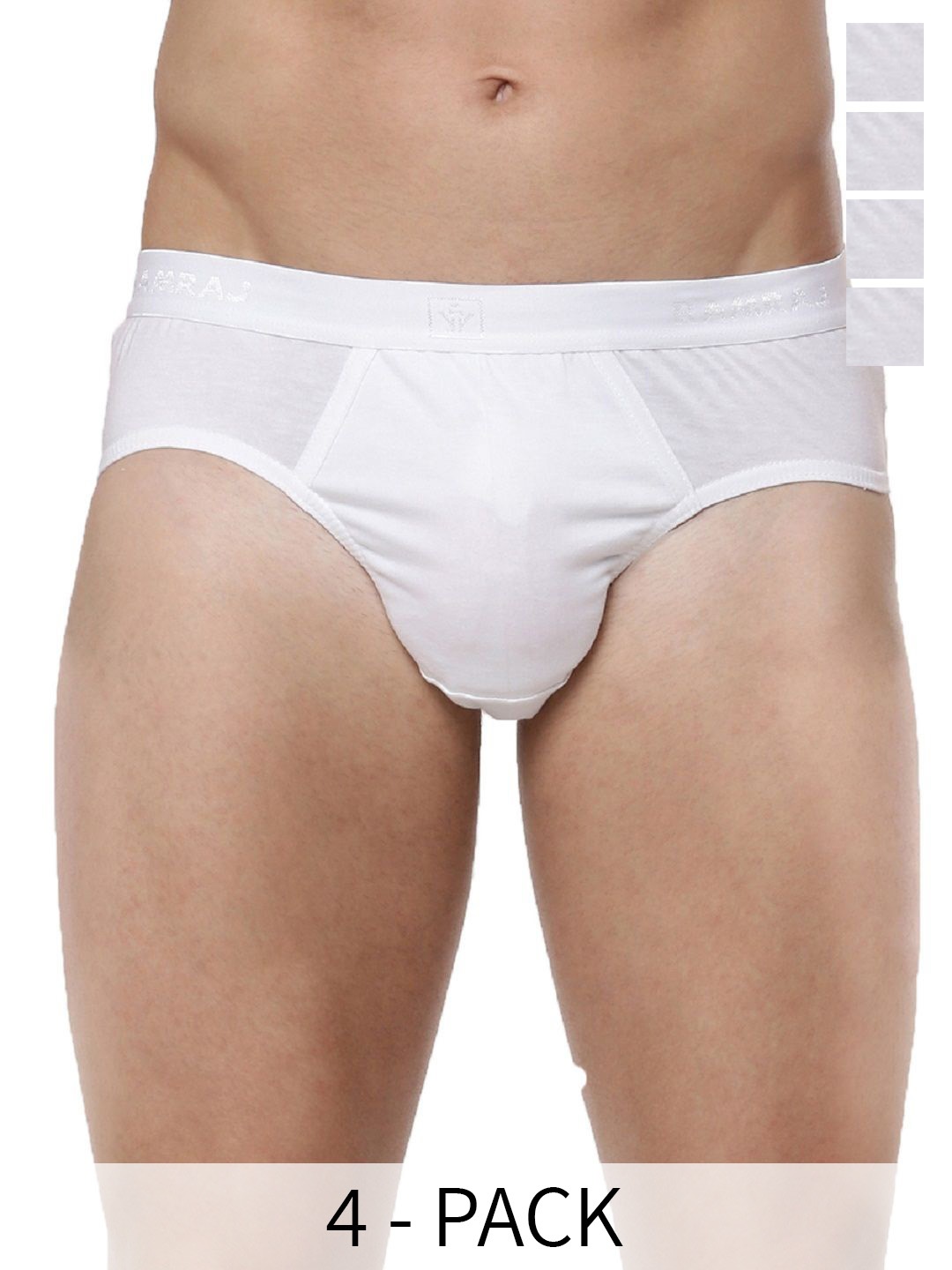 

RAMRAJ Mens Cotton White Outer Elastic Brief - Pack of 4