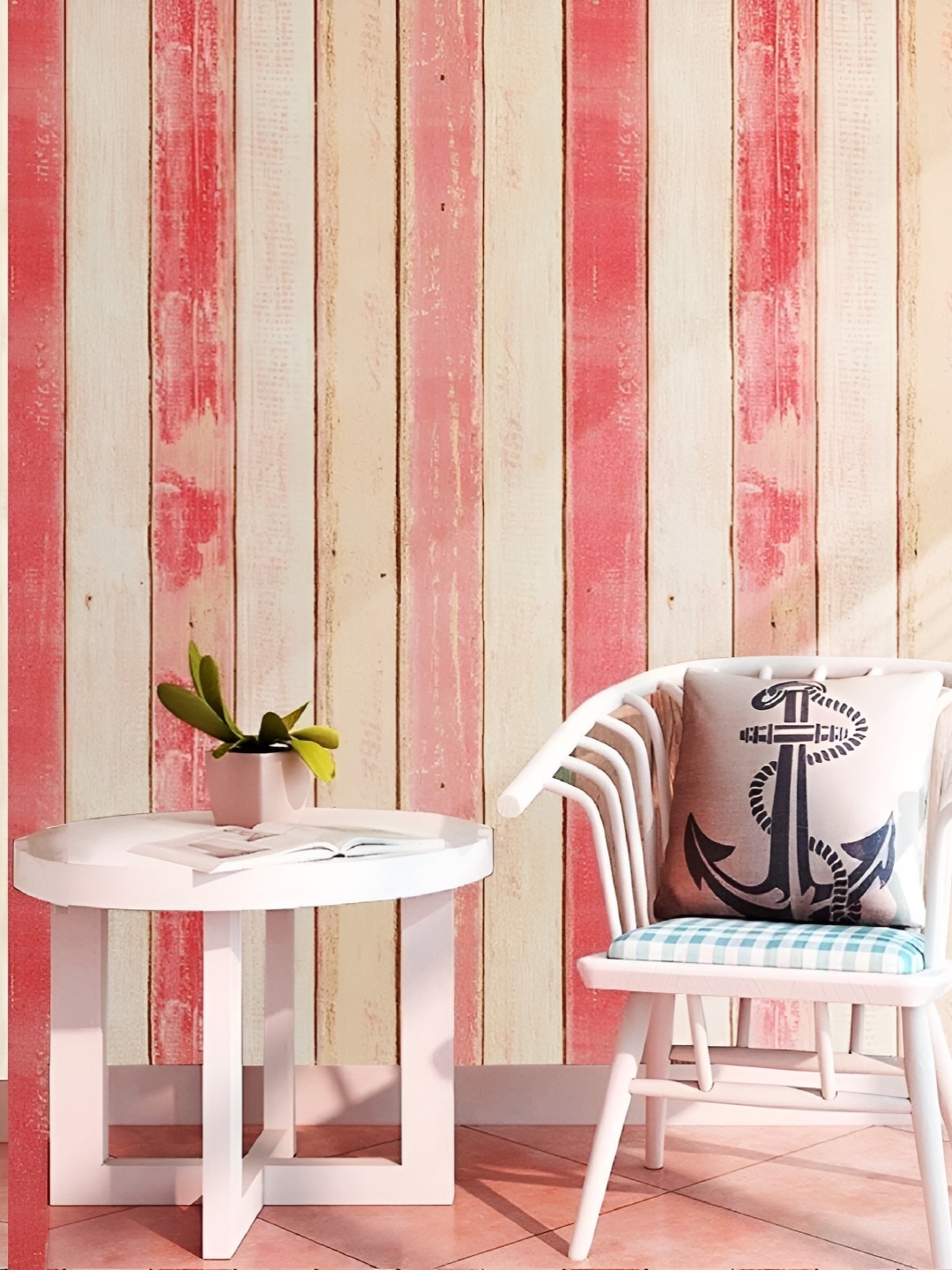 

Asian royal Red & Beige Striped Waterproof Self-Adhesive Wall Paper
