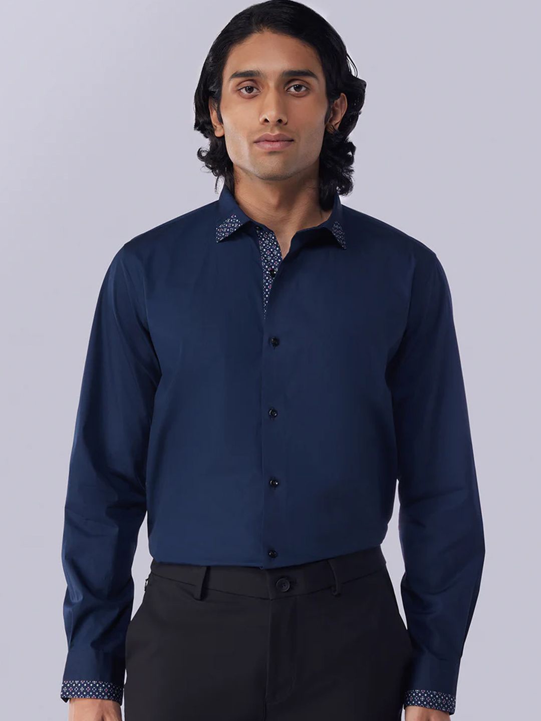 

Bombay Shirt Company Men Tailored Fit Opaque Casual Shirts, Navy blue