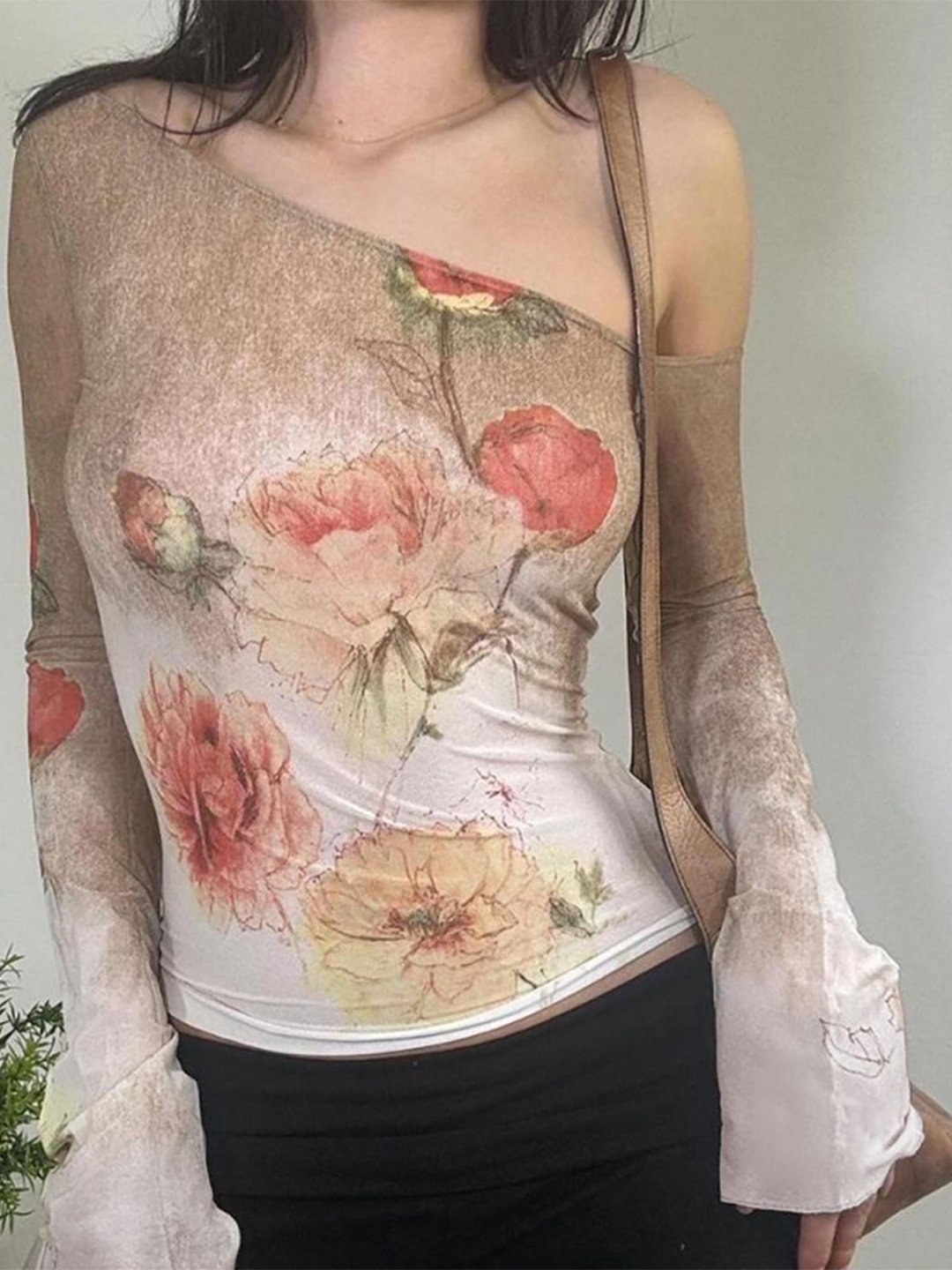 

StyleCast x Revolte Women Floral Printed Top, Beige