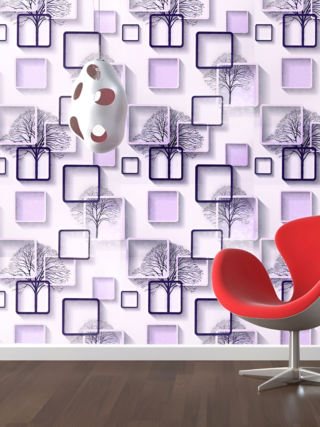 

Asian royal White & Purple Printed Self-Adhesive Wall Sticker