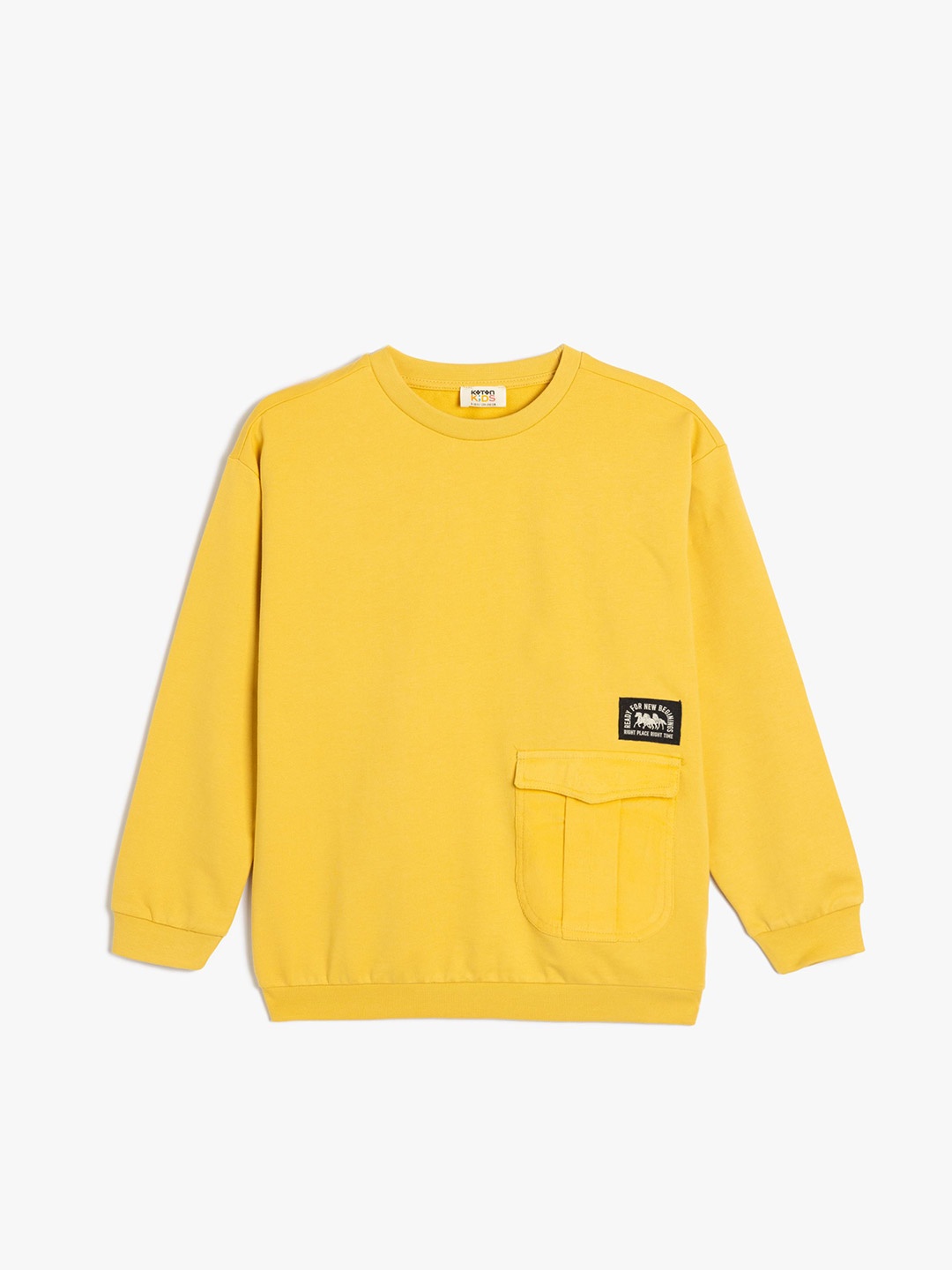 

Koton Boys Pure Cotton Round Neck Long Sleeves Sweatshirt, Yellow