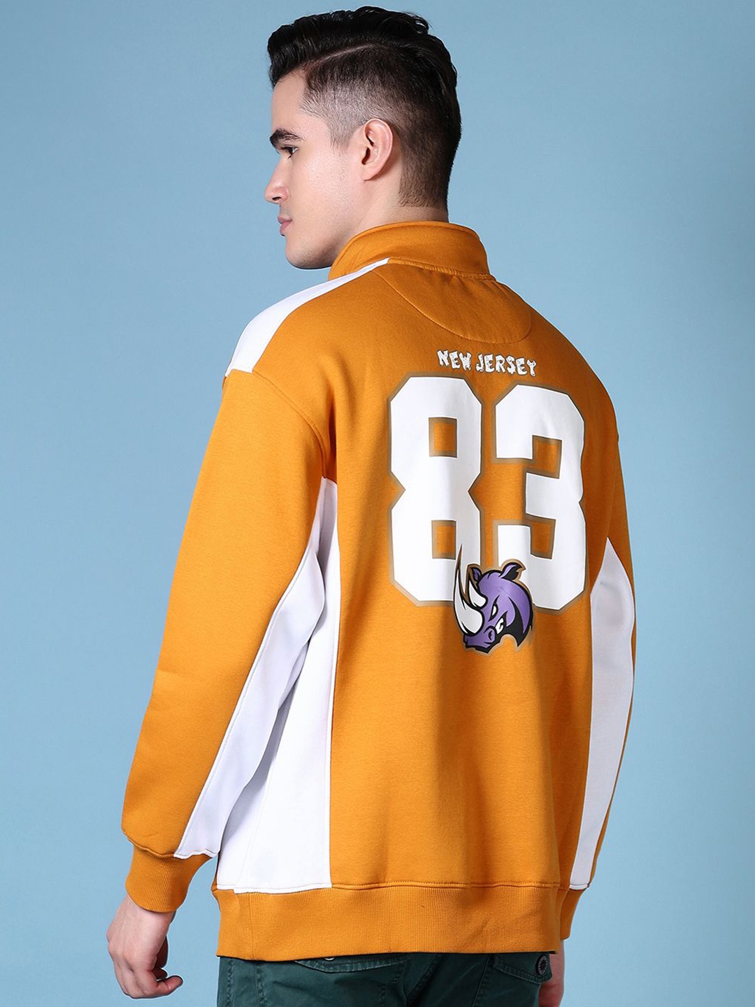 

V-Mart Men Printed Cotton Henley Neck Long Sleeves Sweatshirt, Orange