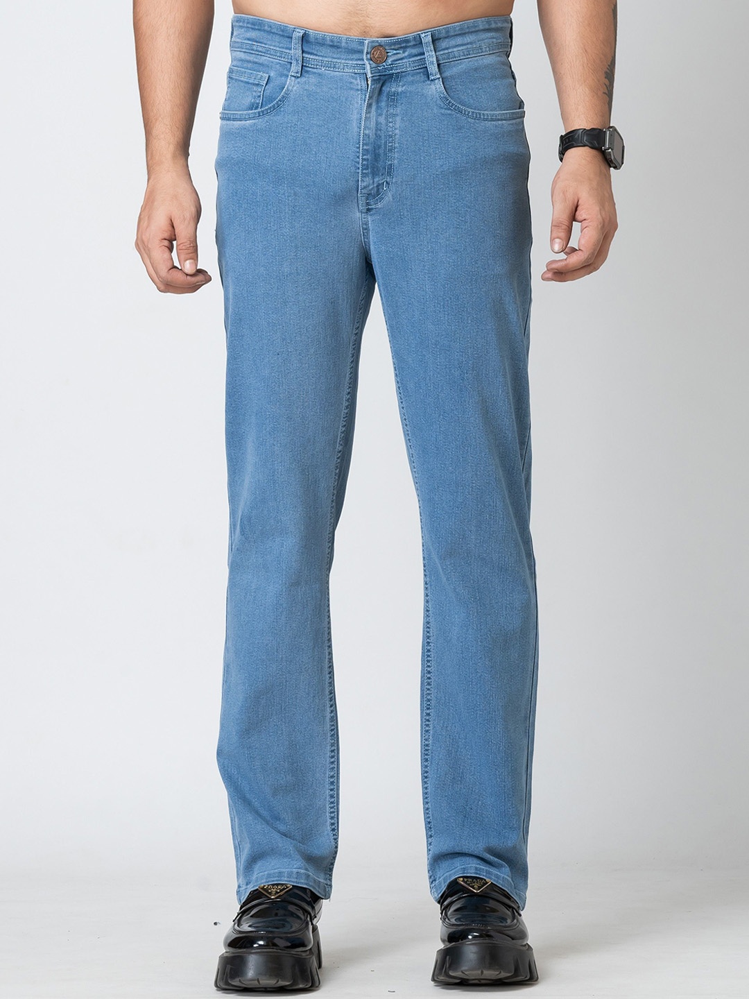 

AFLASH Men High-Rise Light Fade Jeans, Blue