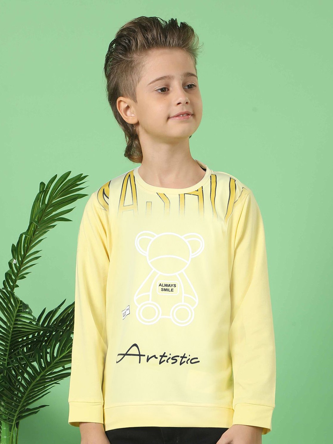 

MashUp Boys Printed Applique T-shirt, Yellow