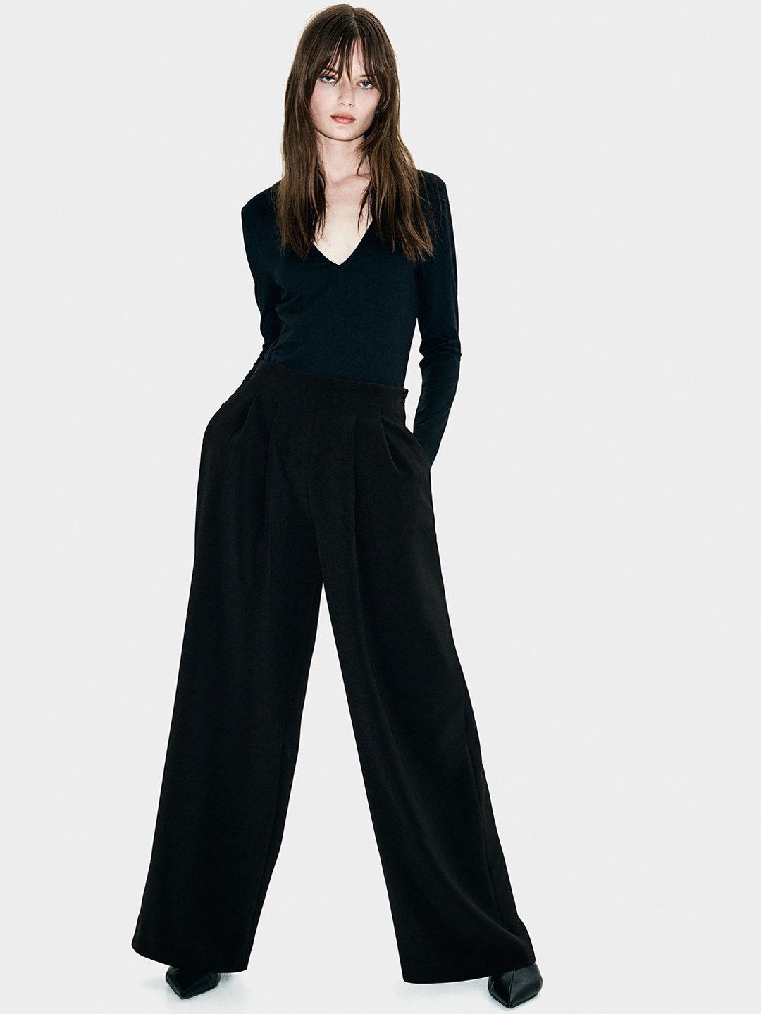 

H&M Women Wide Trousers, Black