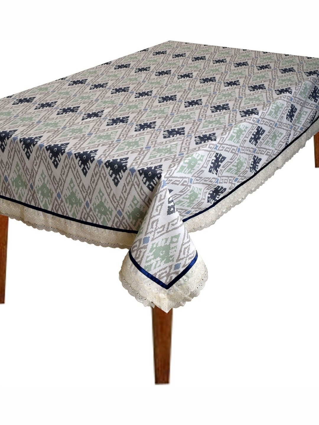 

BILBERRY Furnishing by preeti grover White Set of 4 Geometric Printed Cotton 4-Seater Table Cover