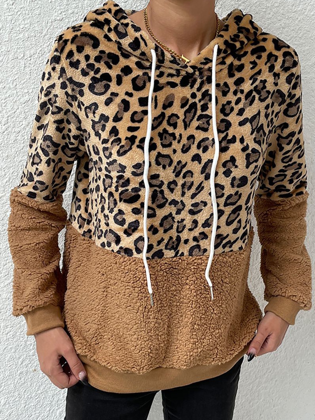

StyleCast x Revolte Women Animal Printed Hooded Sweatshirt, Brown