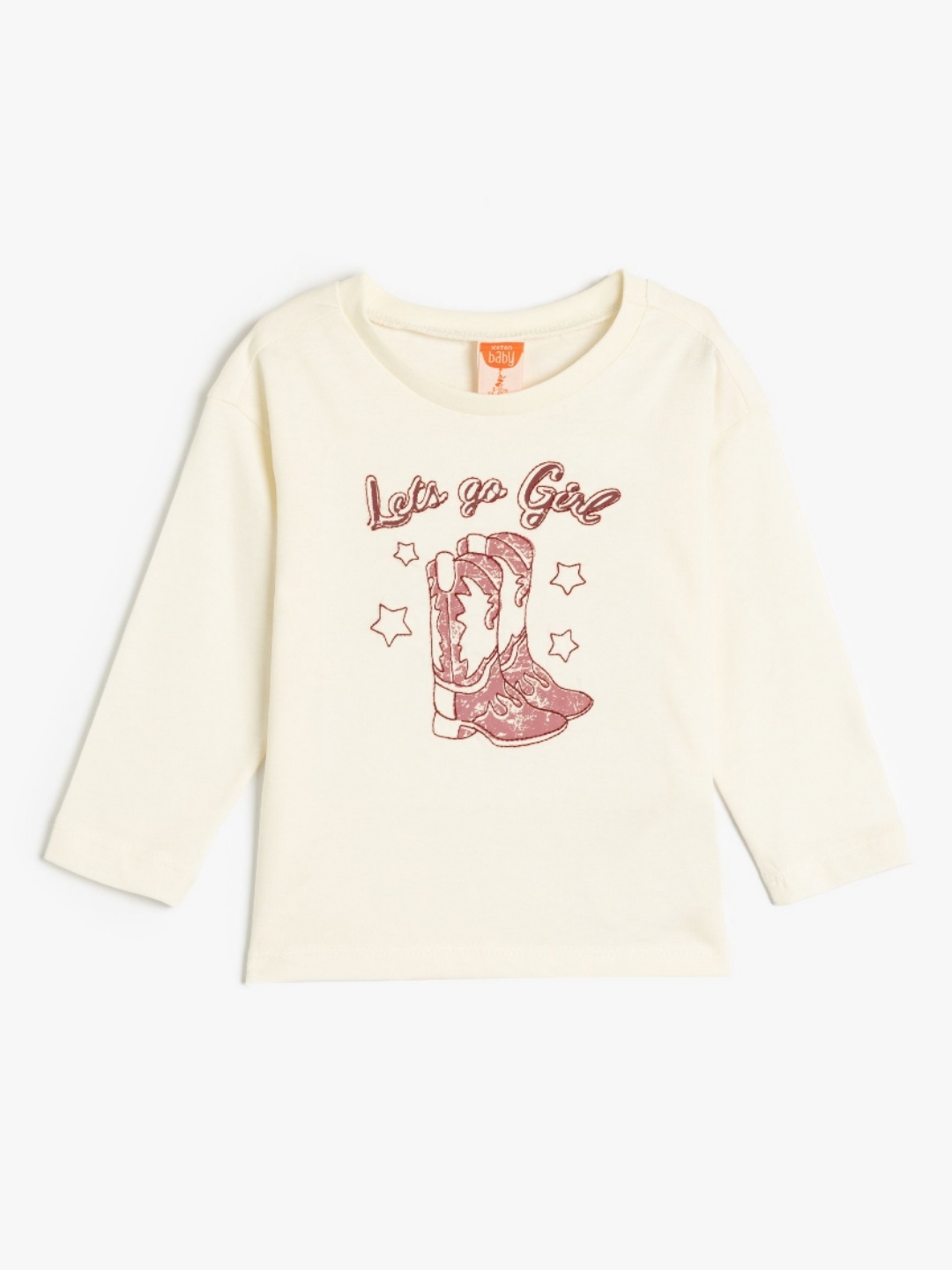 

Koton Girls Graphic Printed Round Neck Cotton T-shirt, Beige