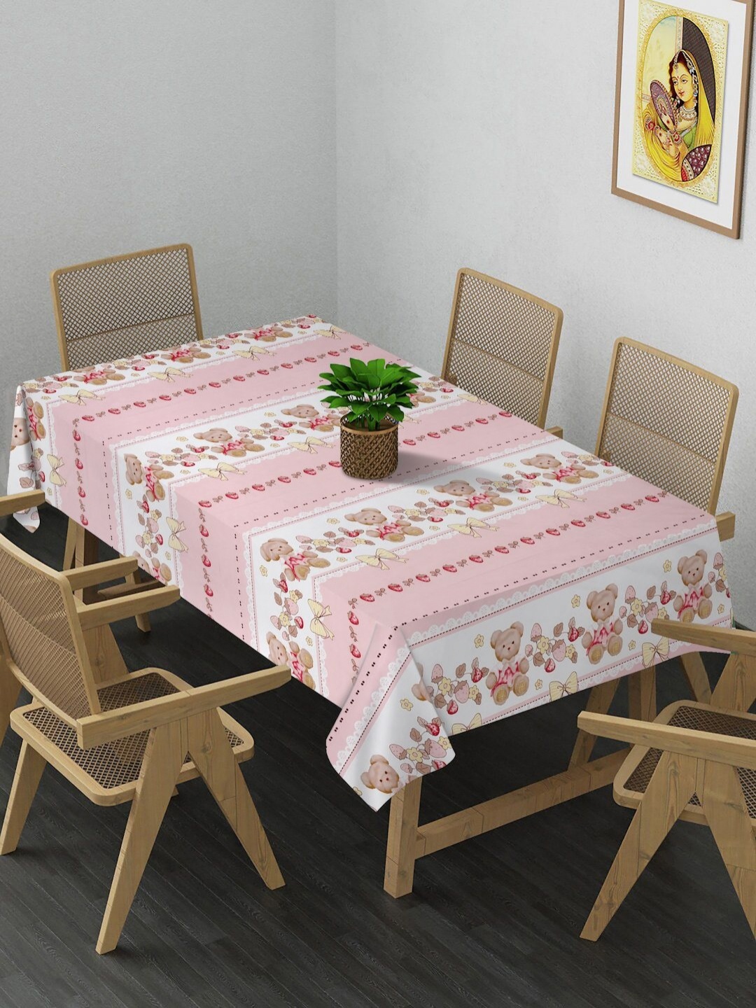 

Arrabi Pink & White Printed 8-Seater Table Cover