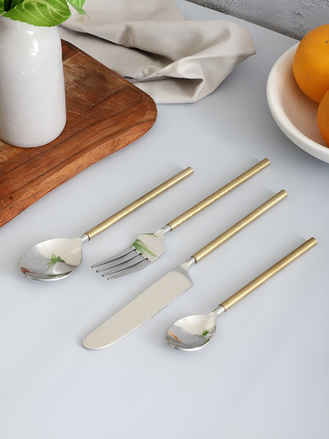 

VarEesha Gold-Toned 4 Pieces Stainless Steel Table Spoon Set