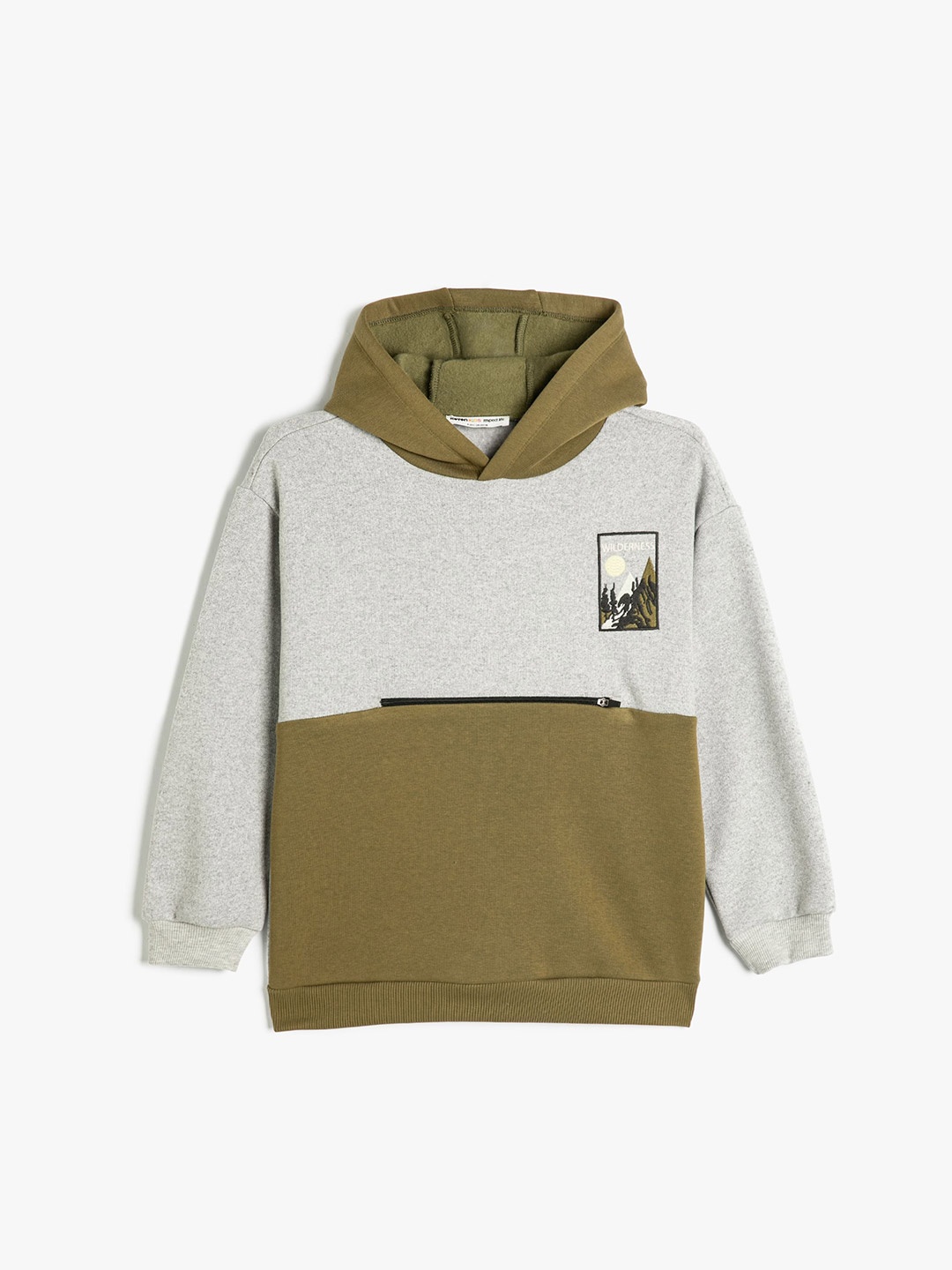 

Koton Boys Colourblocked Hood Long Sleeves Sweatshirt, Grey