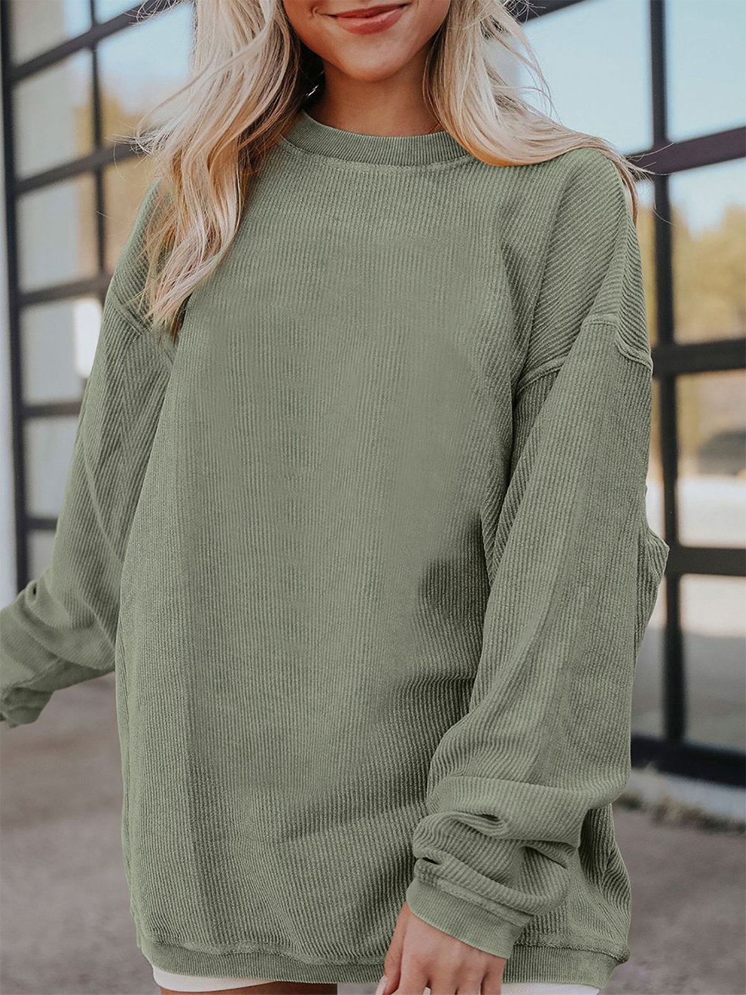 

StyleCast x Revolte Women Round Neck Sweatshirt, Green