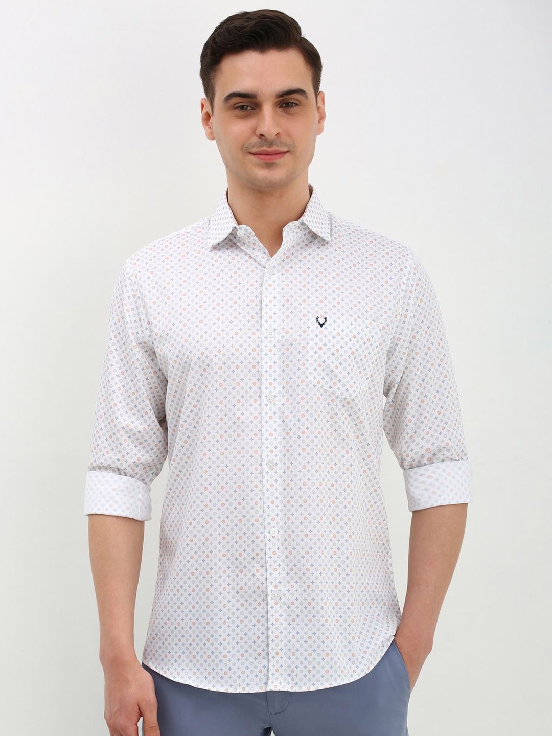 

Allen Solly Men Slim Fit Opaque Printed Casual Shirt, White