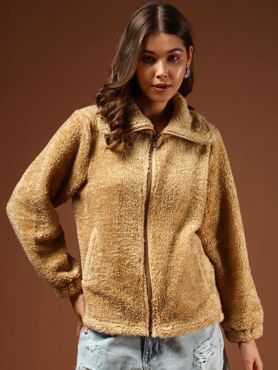 

The Dry State Women Open Front Jacket, Camel brown