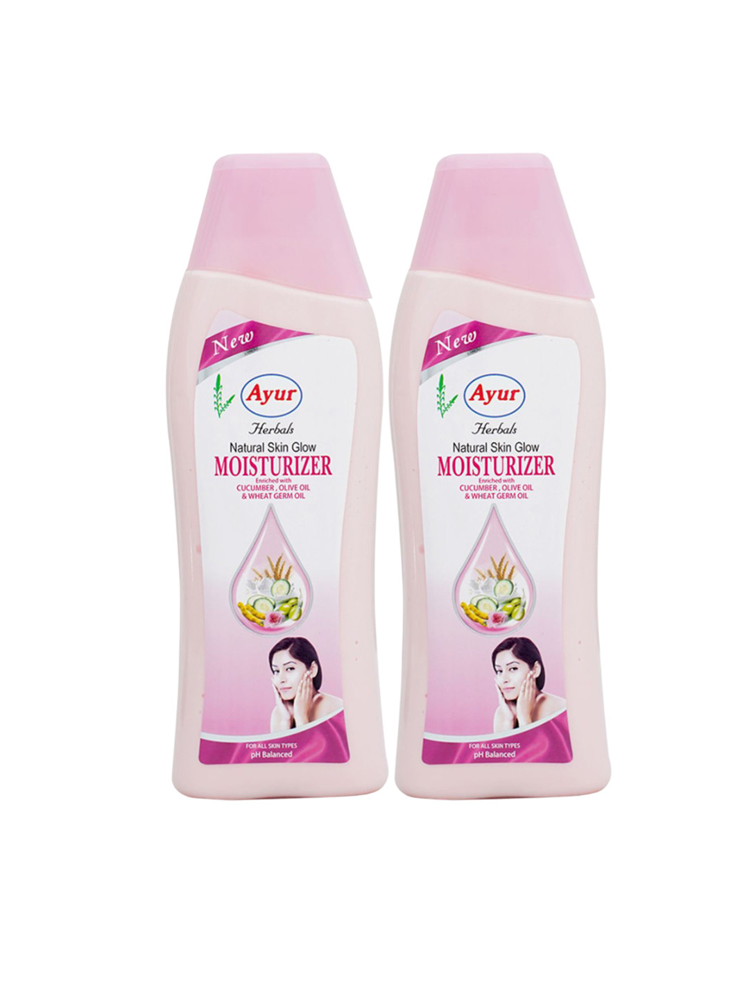 

AYUR HERBALS Set Of 2 Natural Glow Moisturizing Lotion With Cucumber - 500 ml Each, Pink