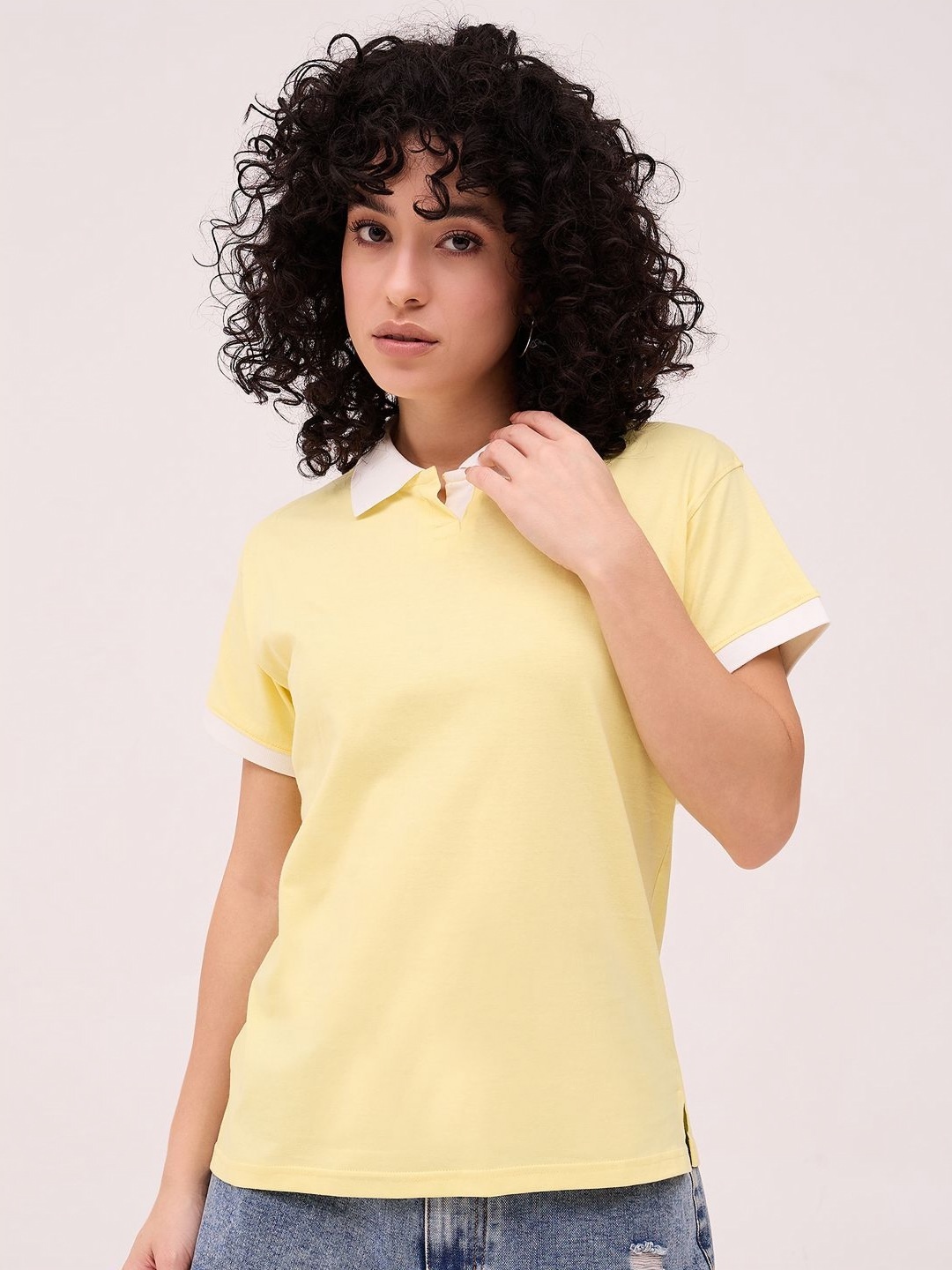 

DressBerry Women Polo Collar T-shirt, Yellow