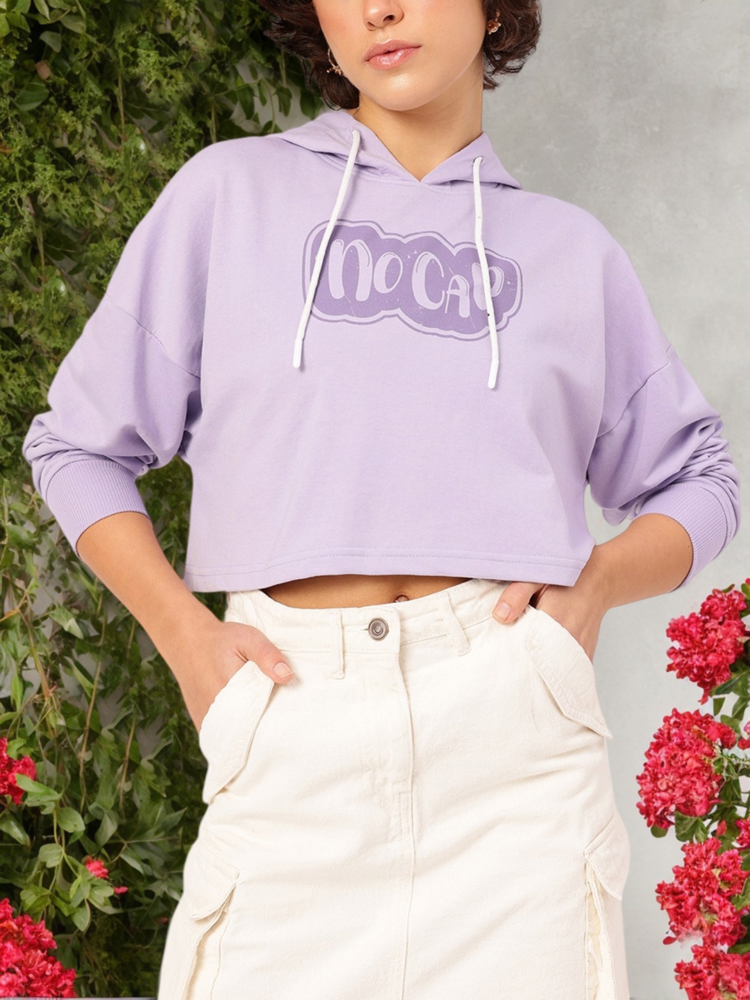

DressBerry Laid-Back Lavender Hooded Crop Sweatshirt