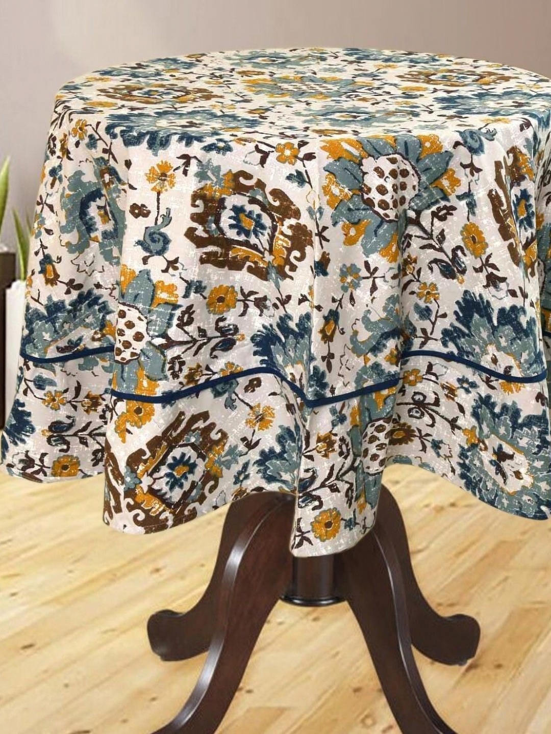 

BILBERRY Furnishing by preeti grover Blue 4 Pieces Floral Cotton 4 Seater Table Covers