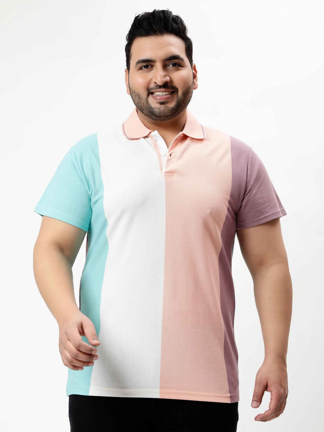 

Toodle Plus Men Striped Polo Collar Pockets T-shirt, Multi