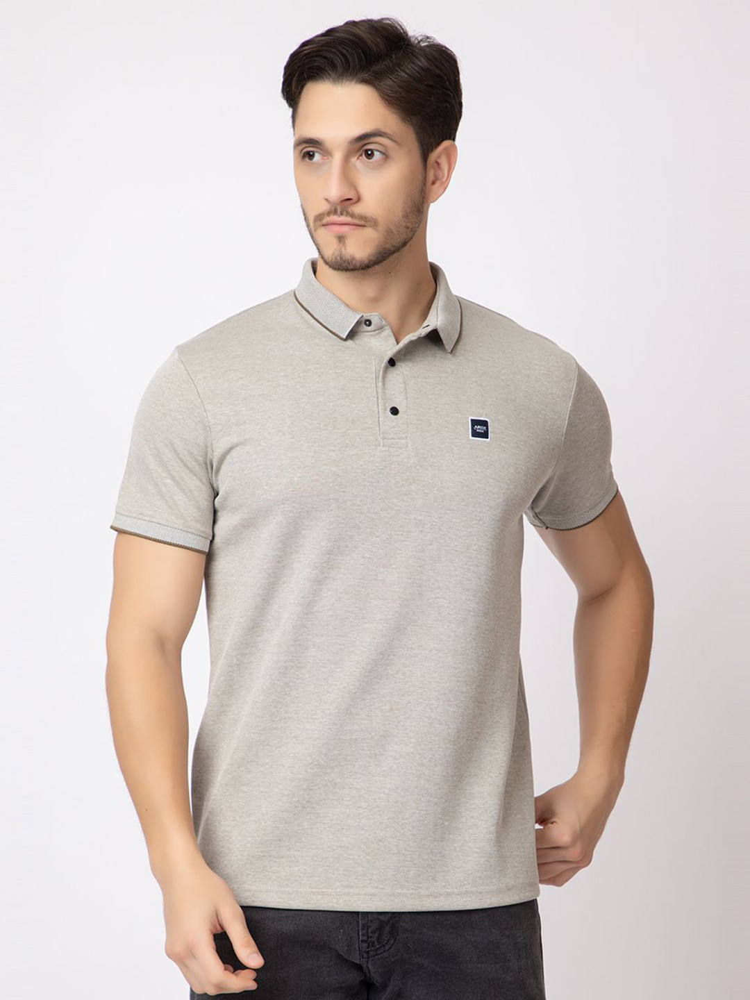 

ARIIX Men Solid Polo Collar Cotton T-shirt, Grey