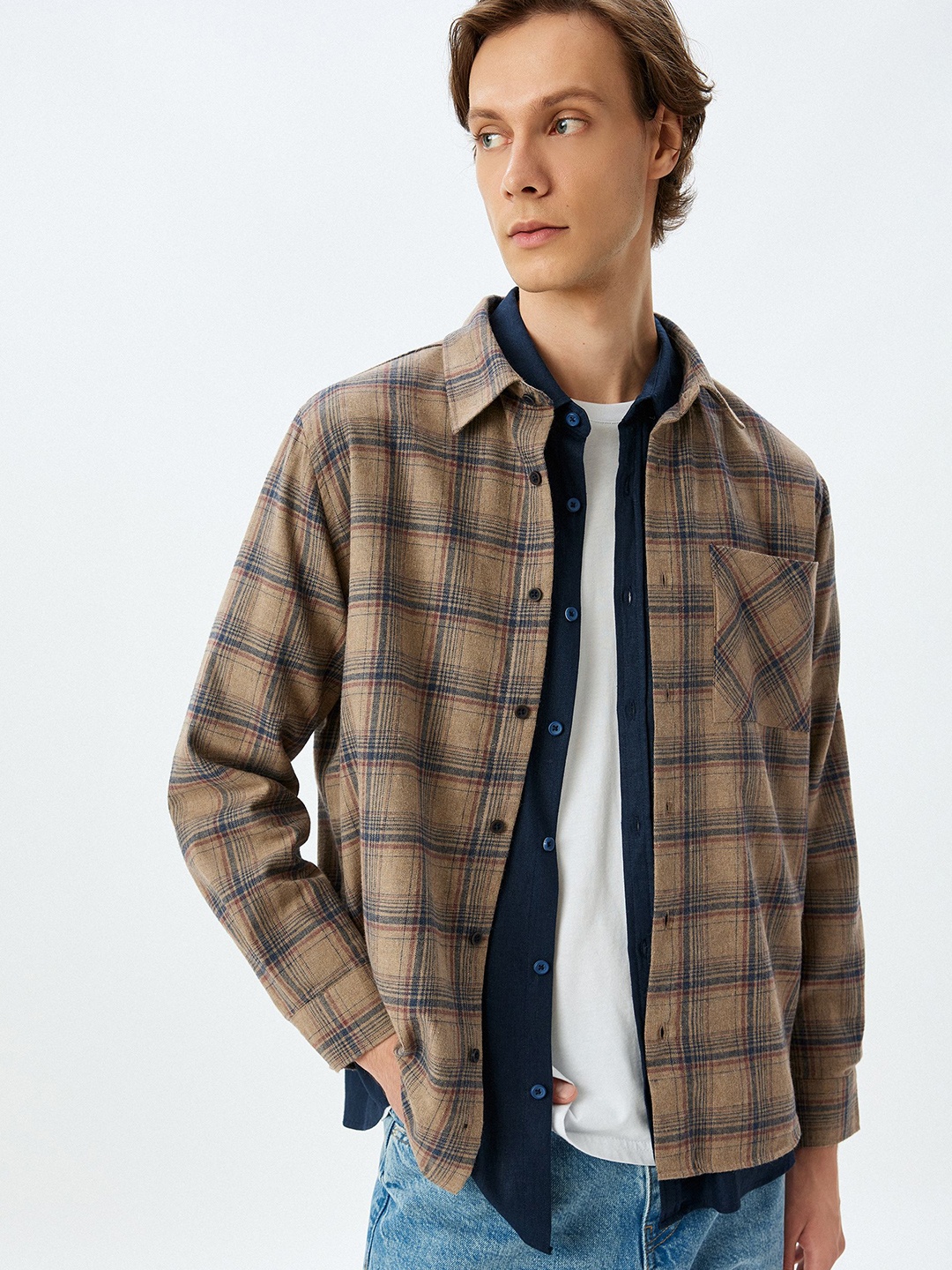 

Koton Men Opaque Checked Casual Shirt, Brown