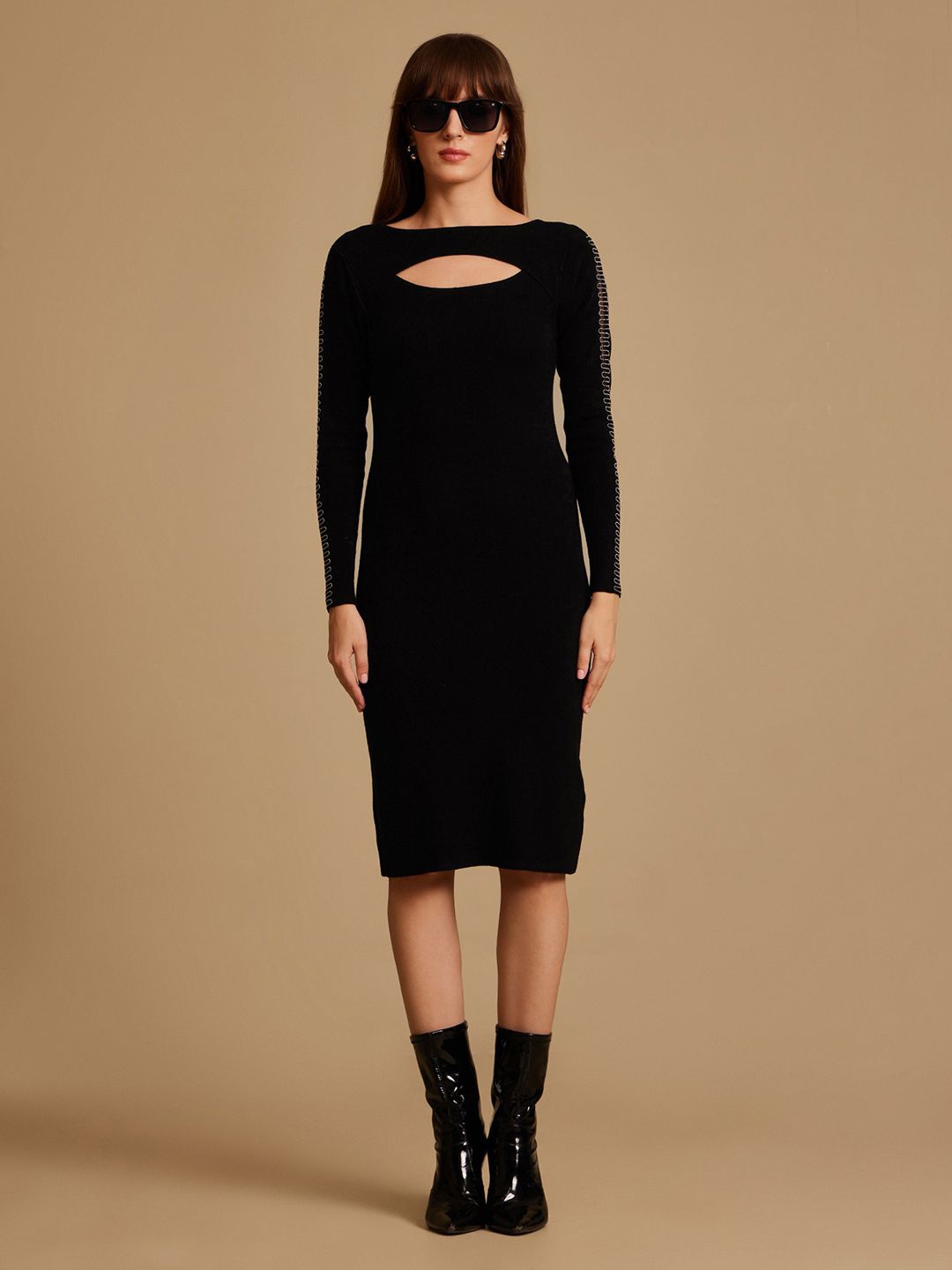 

Kazo Women Embellished Formal Winter Jumper Dress, Black