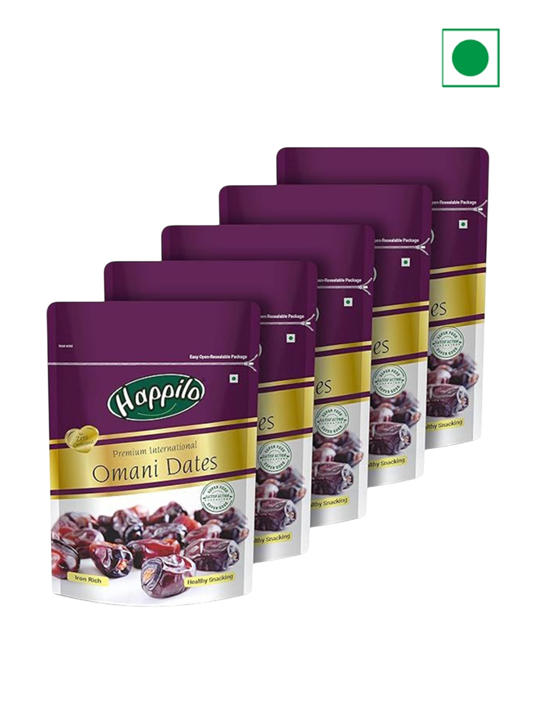

Happilo 5 Pcs Premium International Omani Dates 250 g, Black
