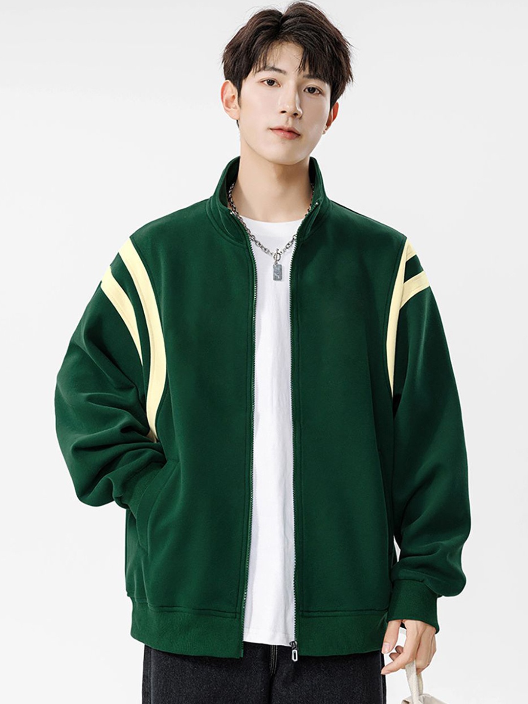 

StyleCast x Revolte Men Lightweight Open Front Jacket, Green