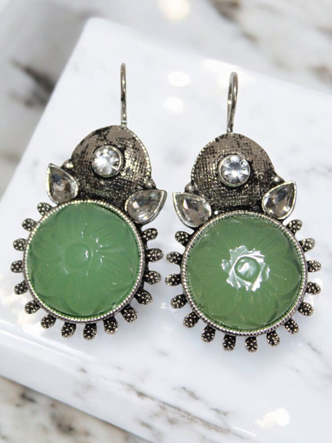 

Jolly Faces Contemporary Drop Earrings, Green