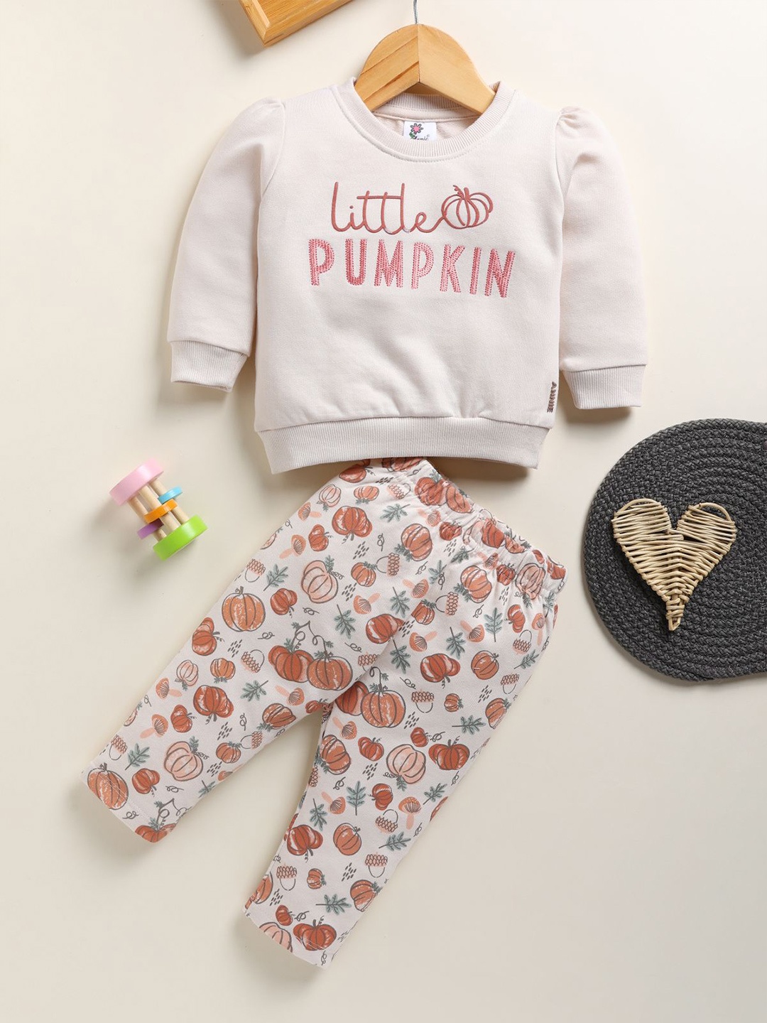 

Annie Girls Printed Pure Cotton Sweatshirt with Joggers, Off white
