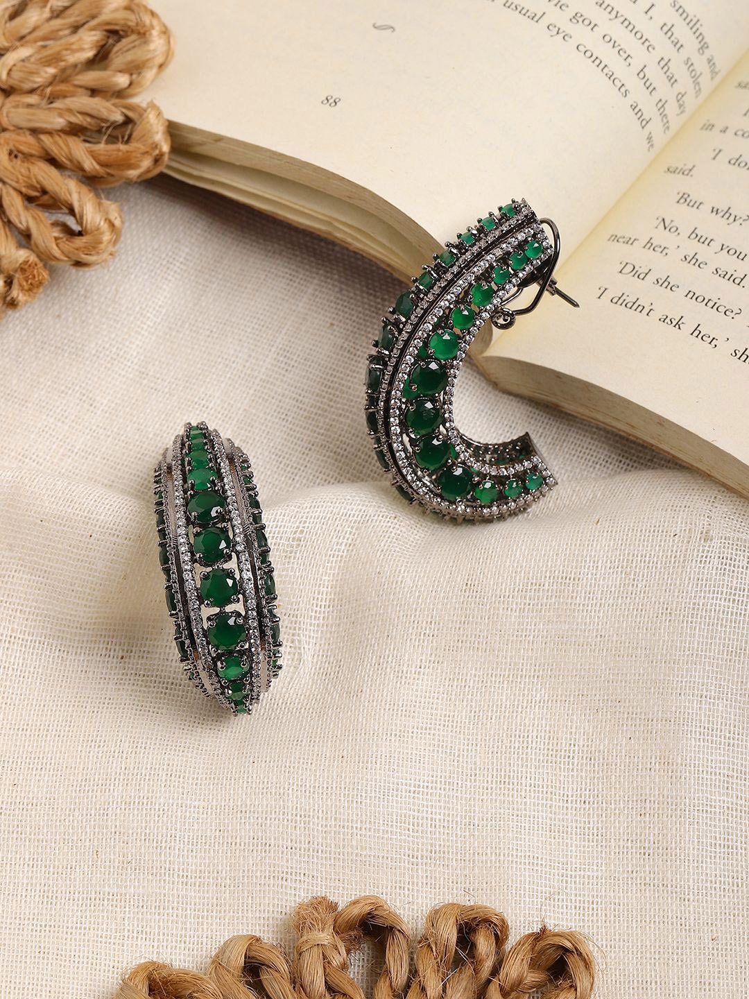 

RITU SINGH Contemporary Half Hoop Earrings, Green