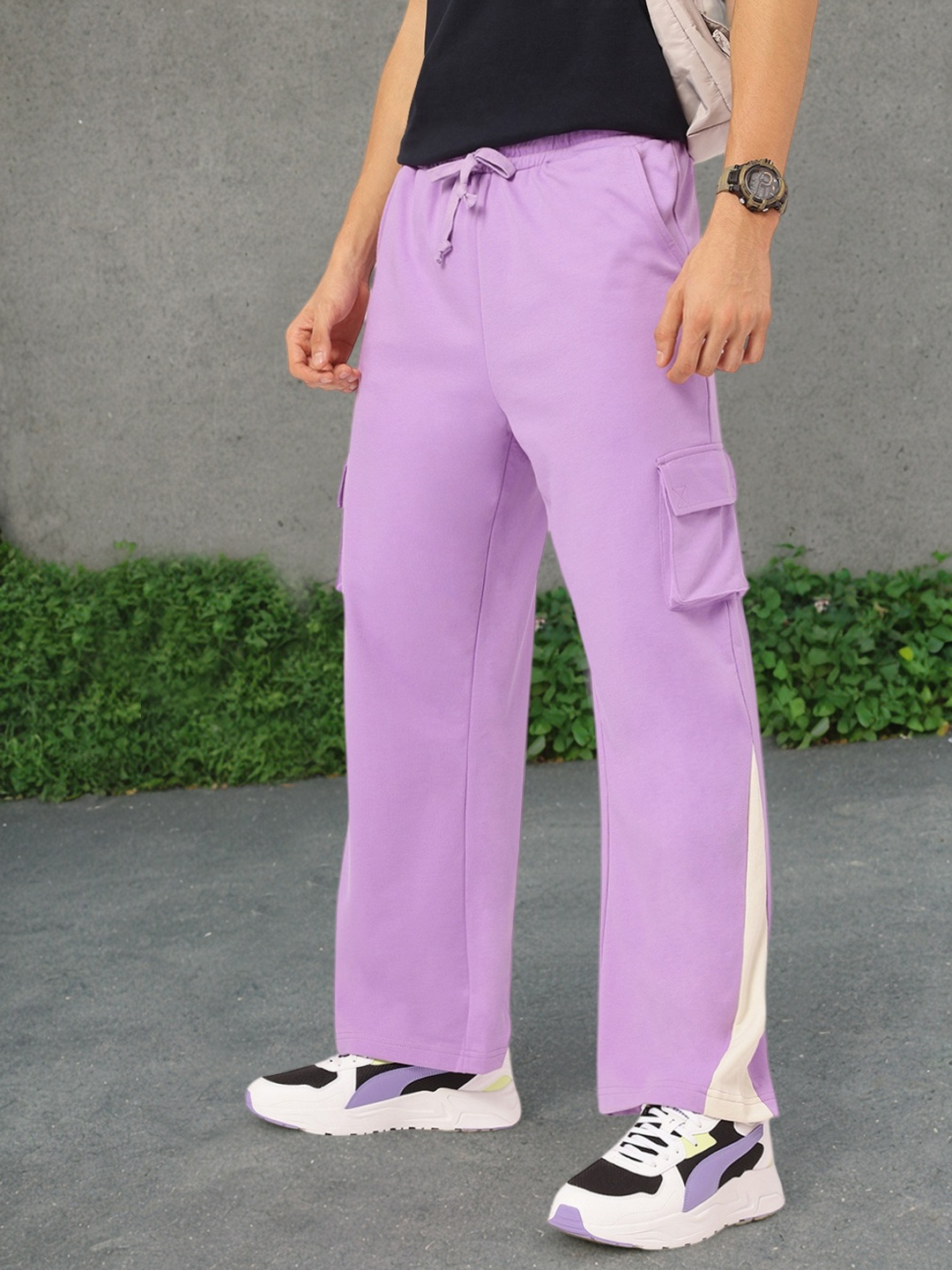 

Kook N Keech Men Urban Utility Cargo Style Track Pants, Lavender