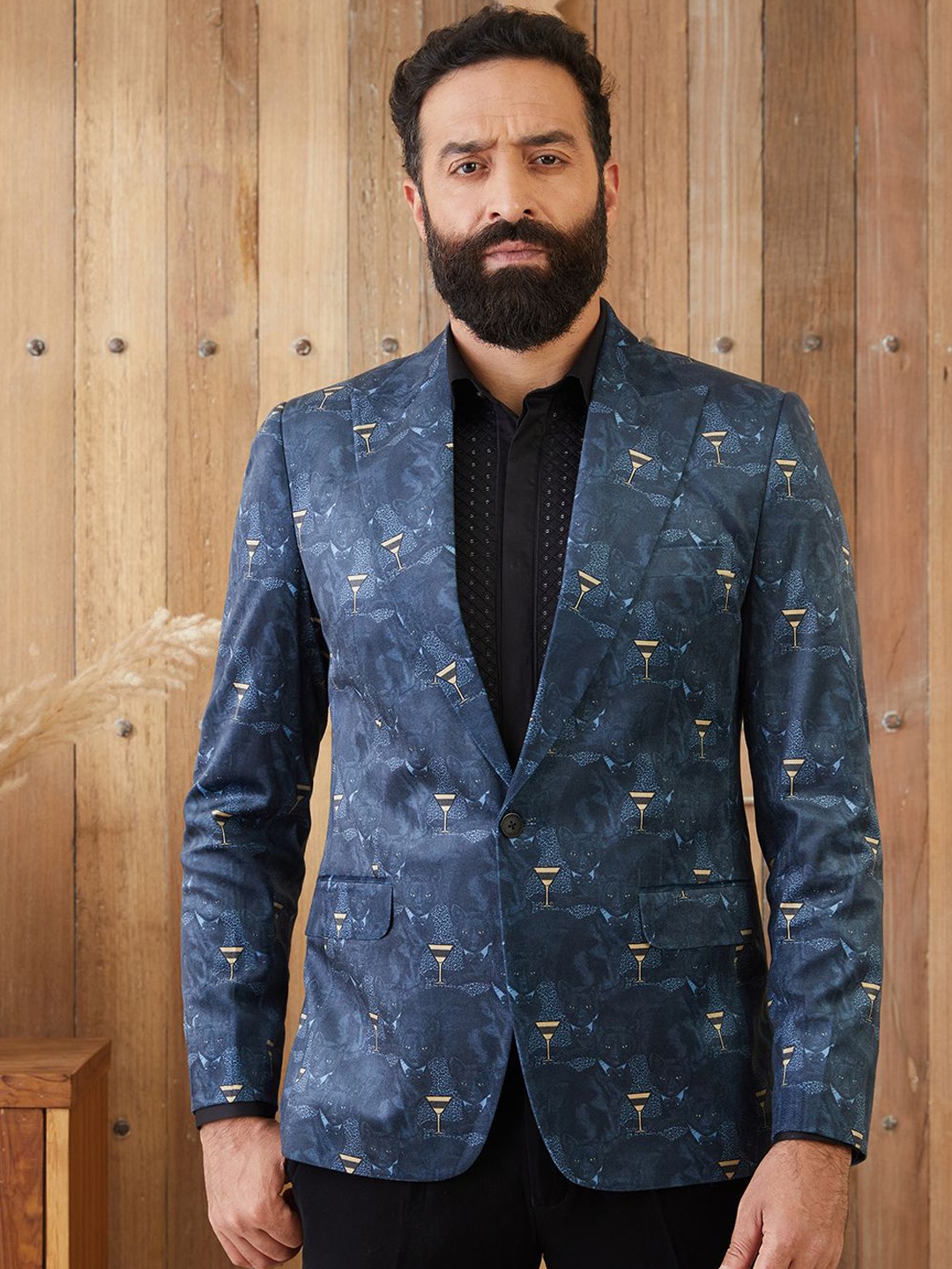 

MR BUTTON Tailored-Fit Single Breasted Blazer, Blue