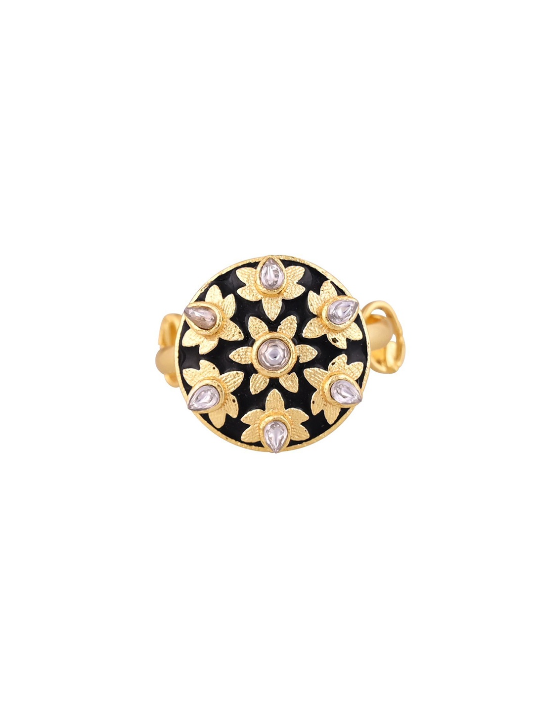 

House of Pataudi Gold Plated Stones Studded Adjustable Finger Ring