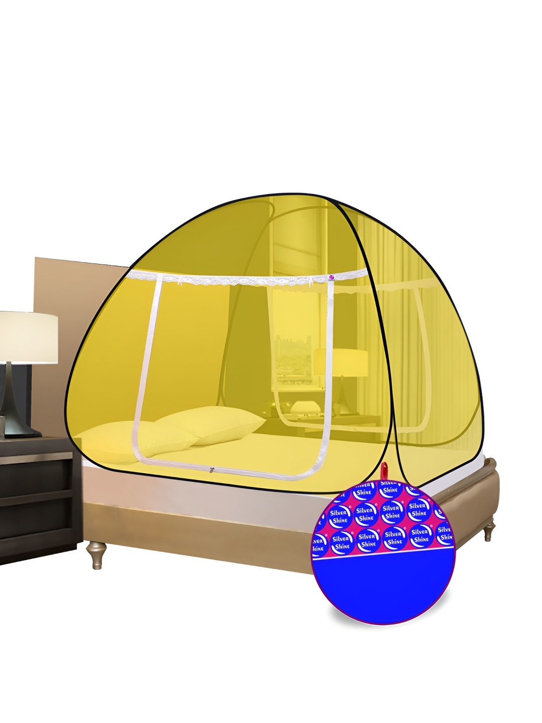 

Silver Shine Yellow & Black King Size Tent Mosquito Net