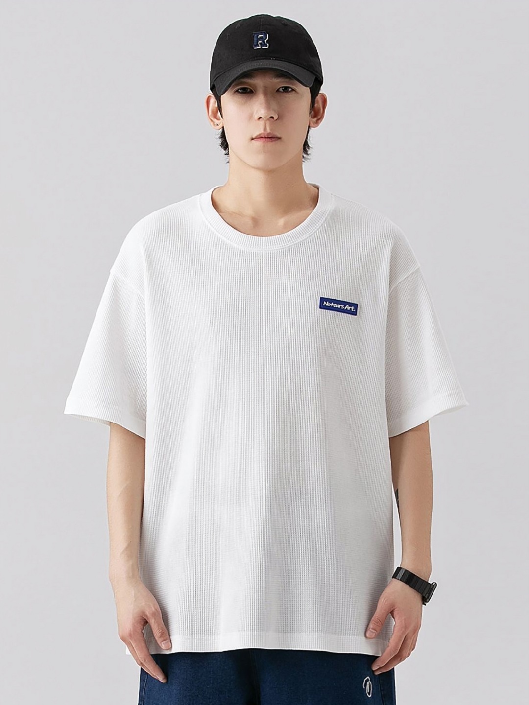 

StyleCast x Revolte Men Self Design Round Neck Relaxed Fit T-shirt, White