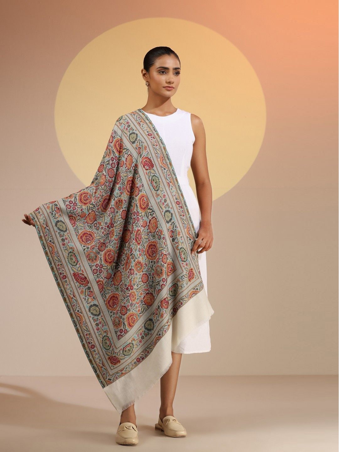 

DUSALA INDIA Women Woven Design Stole, Beige