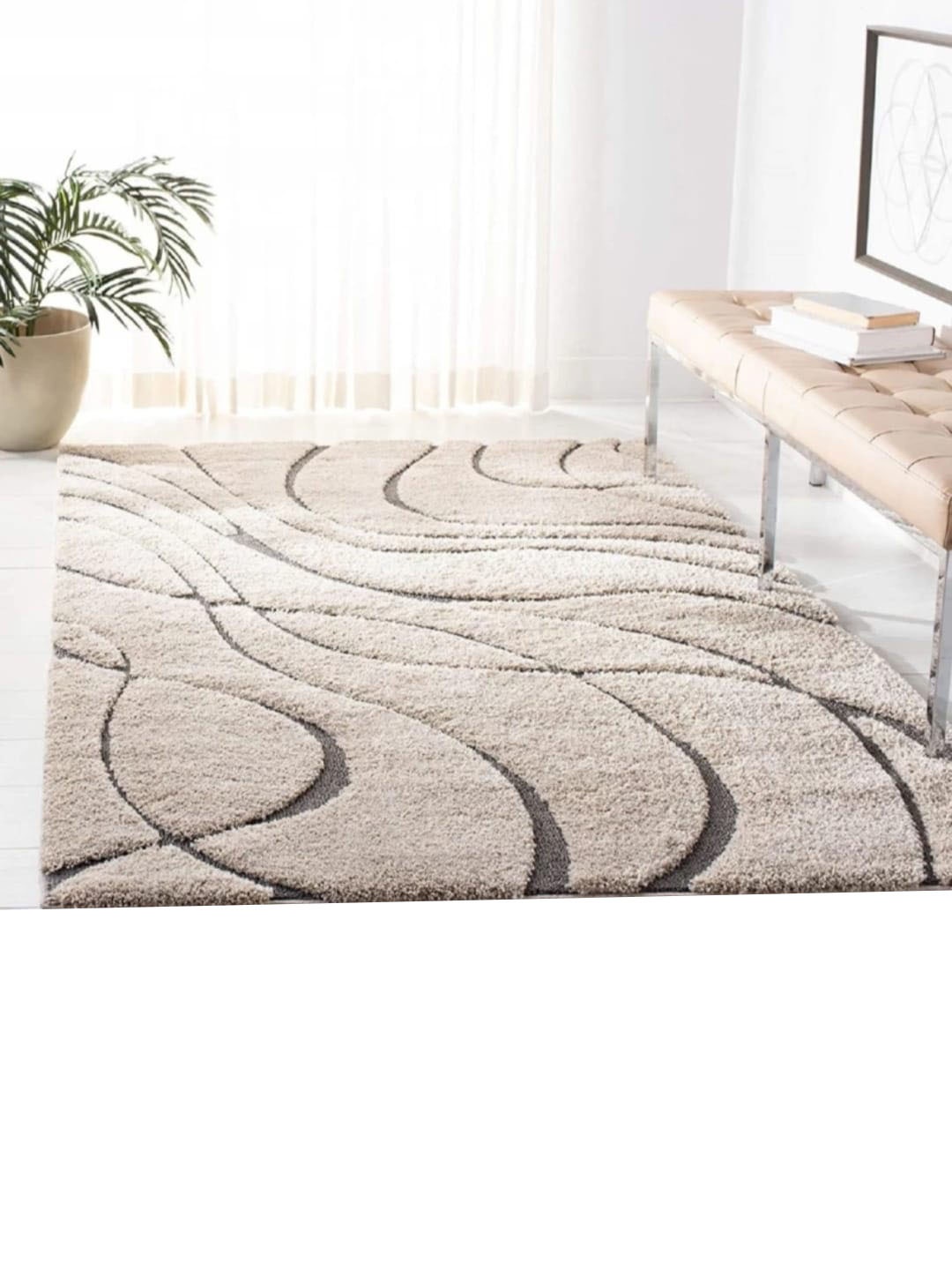 

Samjeeda Handloom carpets Red Geometric Anti-Skid Woollen Carpet