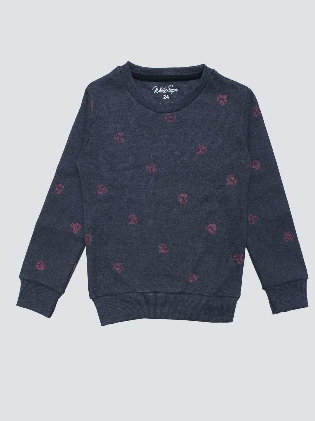 

White Snow Girls Printed Pullover Sweatshirt, Grey