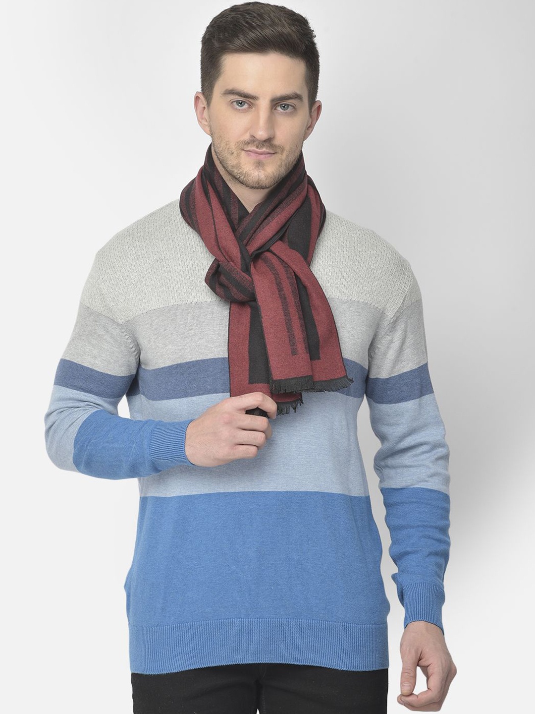 

Cazzano Men Striped Mufflers, Maroon