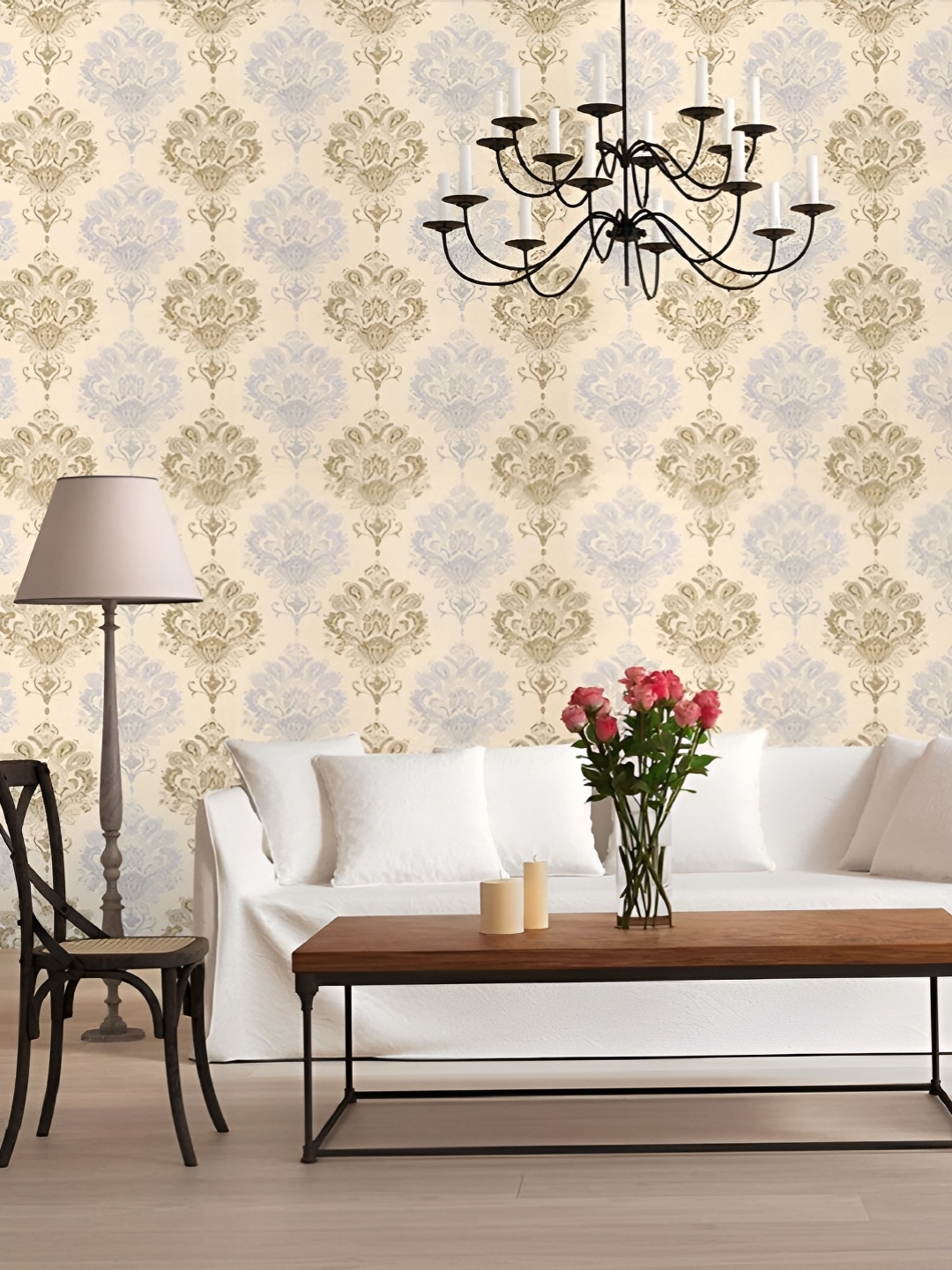 

Asian royal Beige & Grey Ethnic Motifs Printed Waterproof Wallpaper