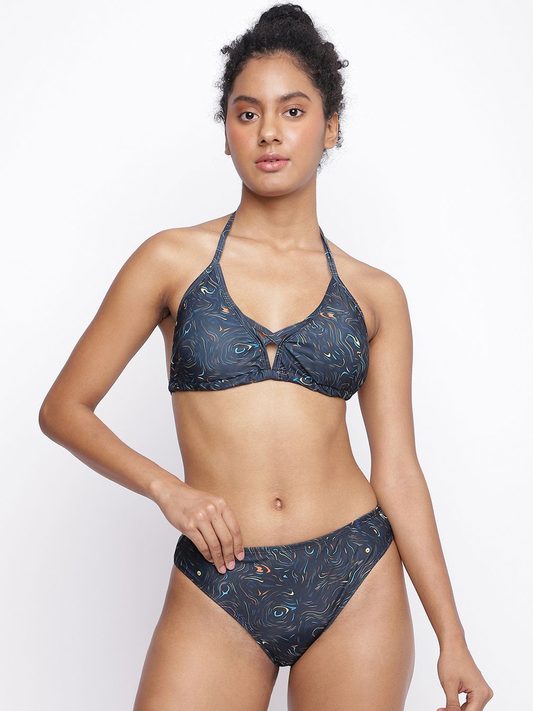 

La Intimo Abstract Printed Bikini Set LIFSWB05, Navy blue