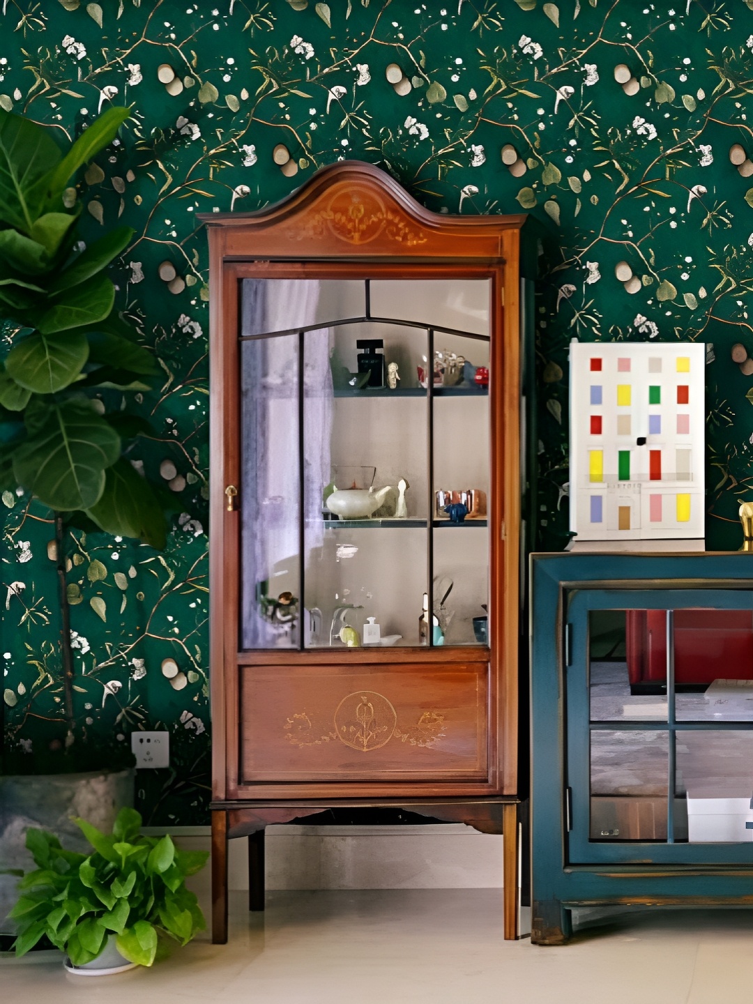 

Asian royal Green & Beige Printed Waterproof Wall Paper