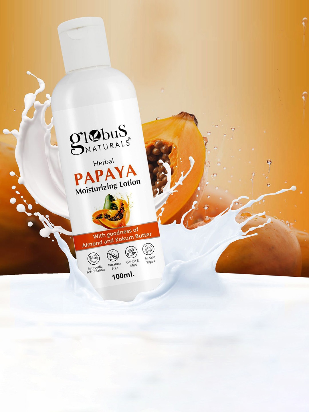 

Globus naturals 2 Pcs Herbal Papaya Moisturizing & Nourishing Glowing Body Lotion 100ml, Na