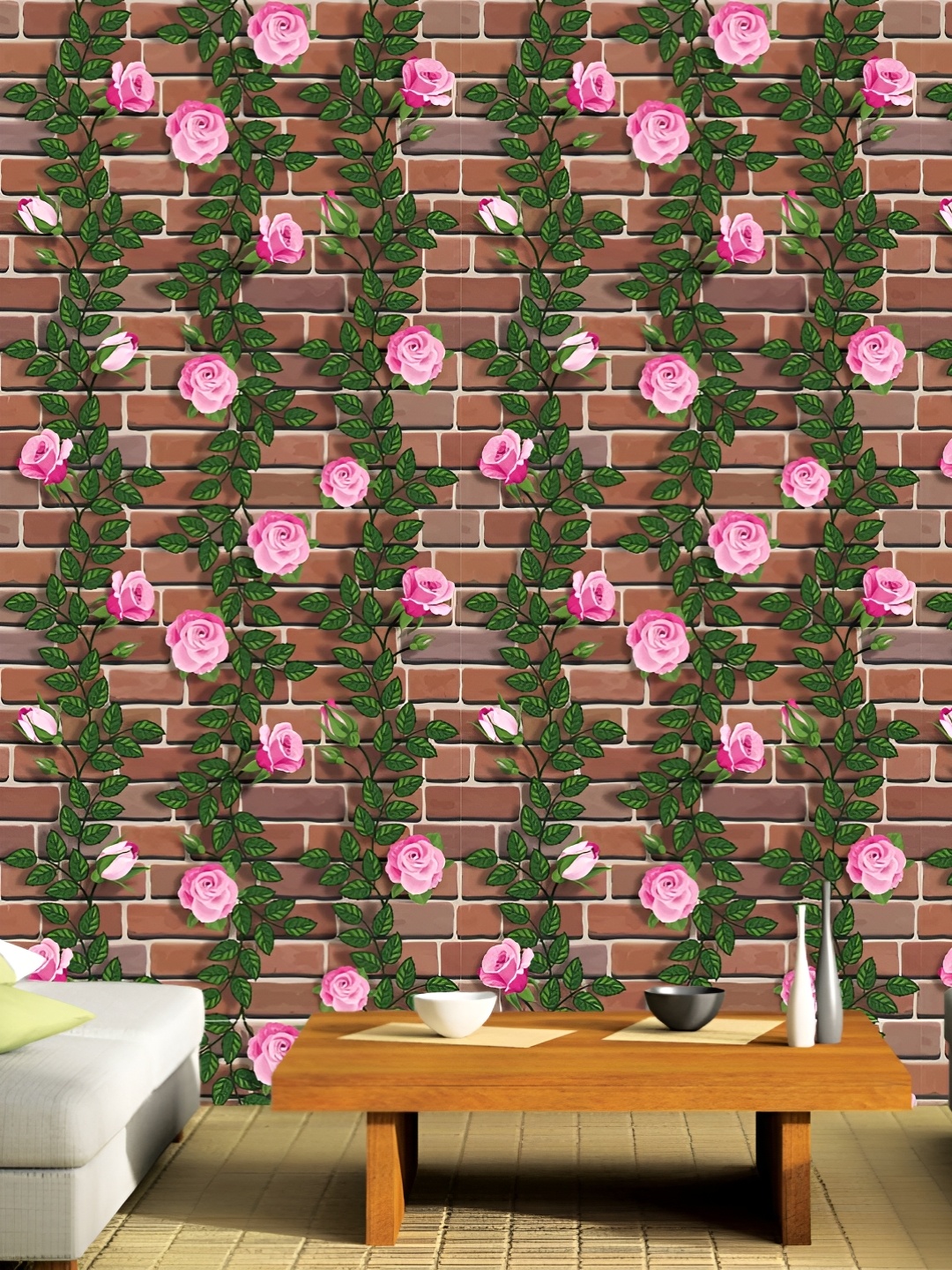 

Asian royal Green & Pink Printed Waterproof Wallpaper